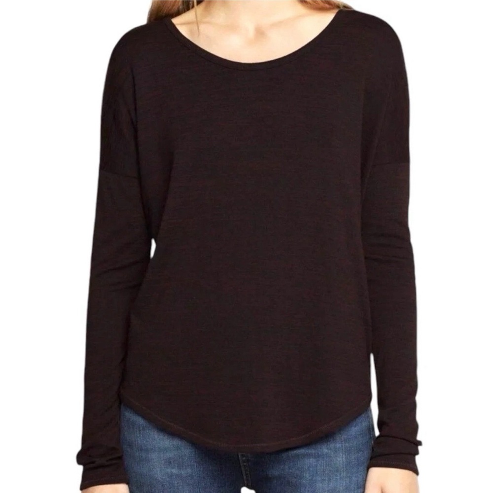 Rag‎ & Bone Jean The Knit Vee Hudson Relaxed Fit Berry Port Heathered Tee Sz M